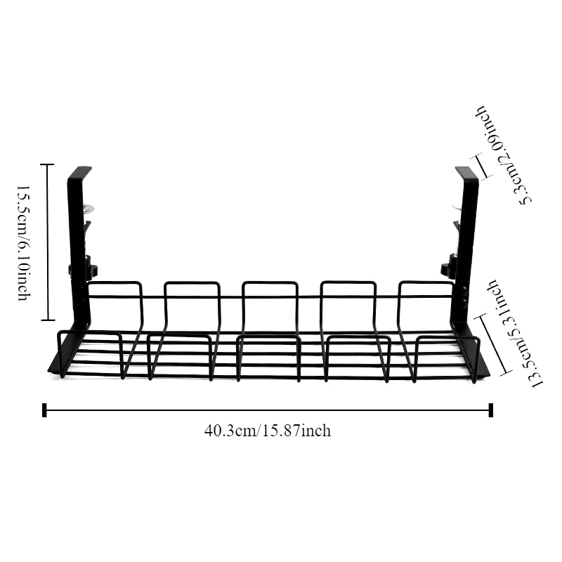 Under Table Storage Rack Metal Cable Management Tray Home Office Desk Wire Organizer No Punching Kitchen Storage Accessories