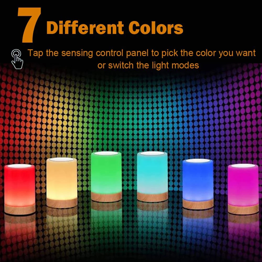 Night Light Touch Sensor Table Lamp for Bedroom Rechargeable Dimmable Warm White Light RGB Color Changing