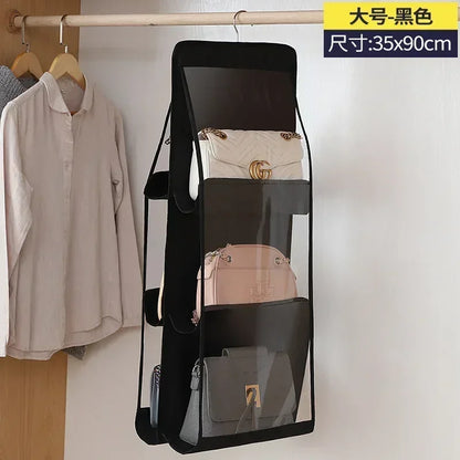 Bag Storage Hanging Bag for Wardrobe Closet Hanging Double-Sided Transparent Storage Organize Six Layer Storage Bag with Hook