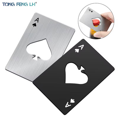 1PC Bottle Opener Poker Creative Pocket Metal Multifunction Credit Card Bottle Opener Black Peach a Stainless Steel