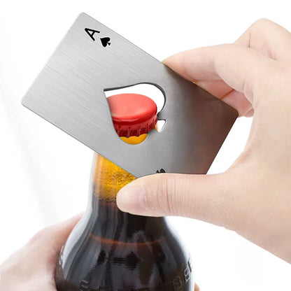 1PC Bottle Opener Poker Creative Pocket Metal Multifunction Credit Card Bottle Opener Black Peach a Stainless Steel