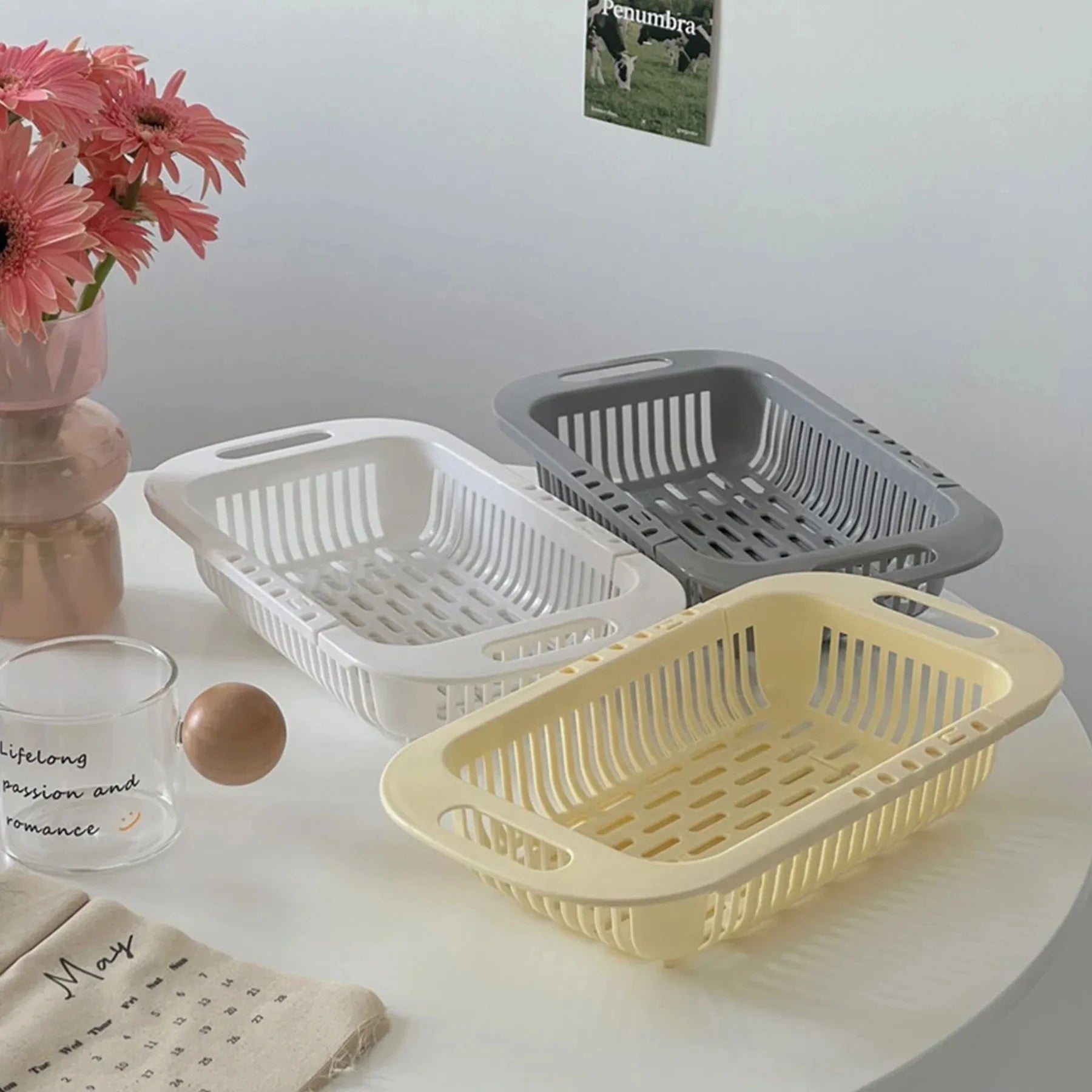 Drain Basket Bowl Rack Kitchen for Fruit Basin Storage Rack Sink Retractable Sink Storage Rack