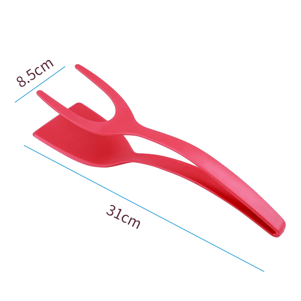 New Nylon Grip 2 In 1 Flip Tongs Egg Spatula Tongs Steak Spatula Tongs Clamp Pancake Fried Turners Kitchen Accessories