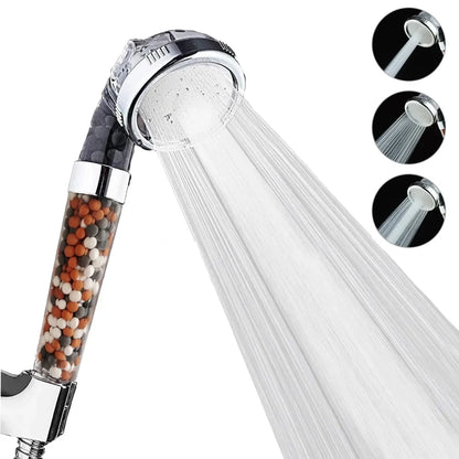 3 Functions High Pressure SPA Shower Head Water Saving Handheld Rainfall Bathroom Accessories Anion Filter Shower