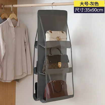 Bag Storage Hanging Bag for Wardrobe Closet Hanging Double-Sided Transparent Storage Organize Six Layer Storage Bag with Hook