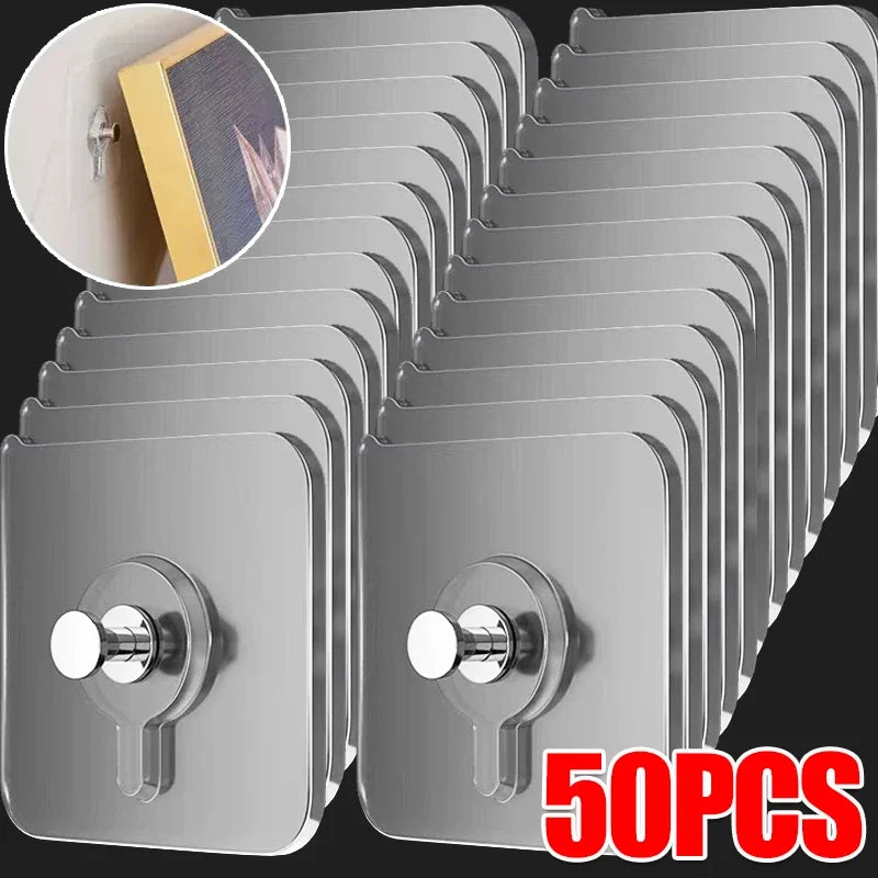 Strong Adhesive Hooks for Picture Frame Holder Poster Photo Clock No Drilling Hooks Waterproof Kitchen Bathroom Hanger Screw Hooks