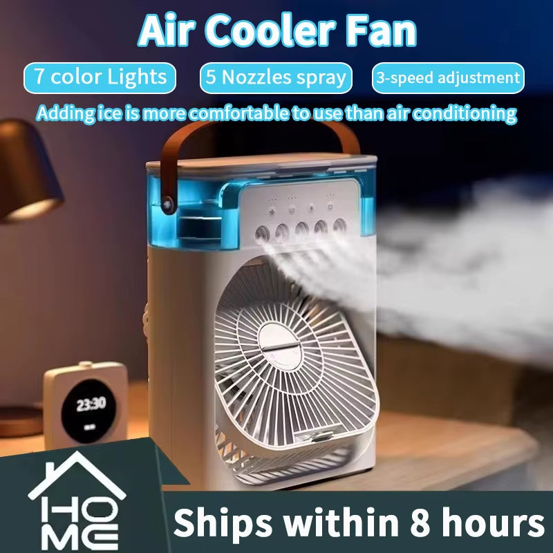 3 in 1 Air Cooler LED Night Light Portable Humidifier for Home & Office!