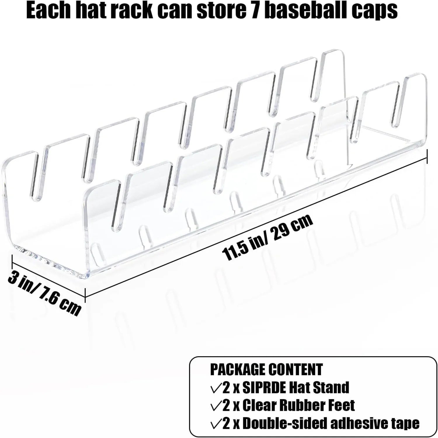 Durable 7-Hole Clear Acrylic Baseball Cap Display Rack - Perfect for Home Storage and Stylish Organization