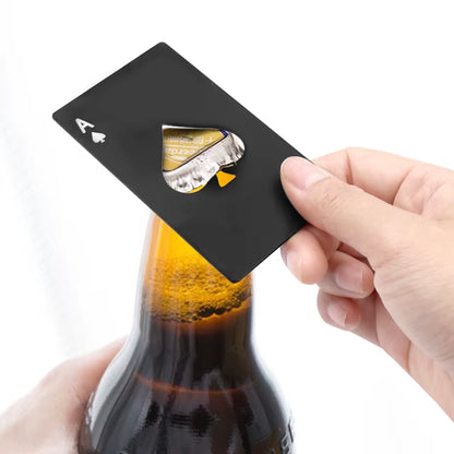 1PC Bottle Opener Poker Creative Pocket Metal Multifunction Credit Card Bottle Opener Black Peach a Stainless Steel