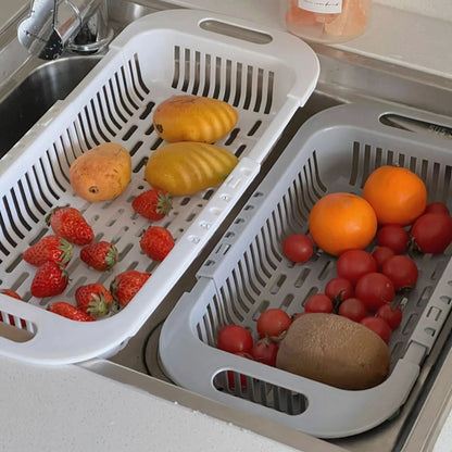 Drain Basket Bowl Rack Kitchen for Fruit Basin Storage Rack Sink Retractable Sink Storage Rack