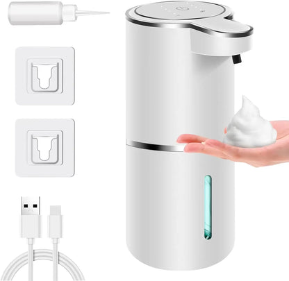 Touchless Automatic Foaming Soap Dispenser - USB Rechargeable, 380ml, Adjustable Foam Levels