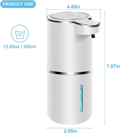 Touchless Automatic Foaming Soap Dispenser - USB Rechargeable, 380ml, Adjustable Foam Levels