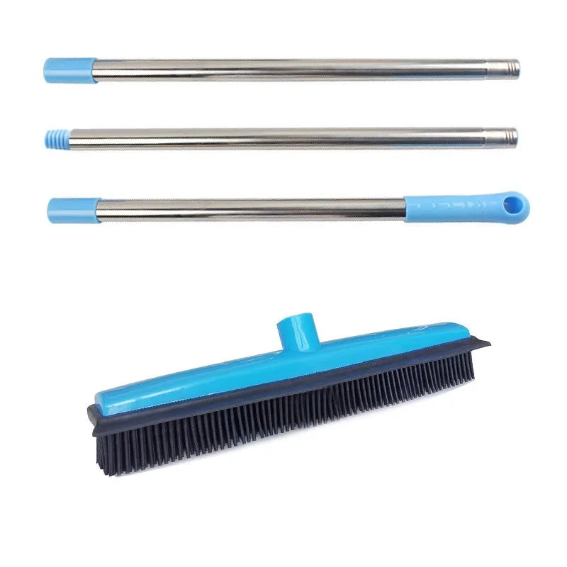 Rubber Broom Pet Hair Lint With Removal Piece Telescopic Bristles Magic Clean Sweeper Squeegee Scratch Bristle Long Push Broom Soft