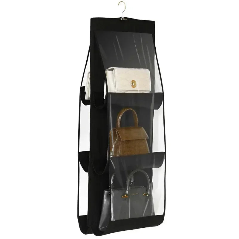 Bag Storage Hanging Bag for Wardrobe Closet Hanging Double-Sided Transparent Storage Organize Six Layer Storage Bag with Hook